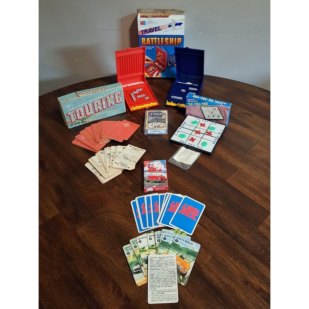 Vintage Lot Of Travel Size Games 1958 Touring Battleship Land Race Etc. COMPLETE